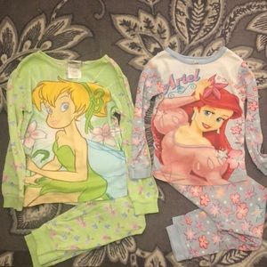 👑 Disney Pajama Sets (5T & 6T) Tinkerbell & Ariel